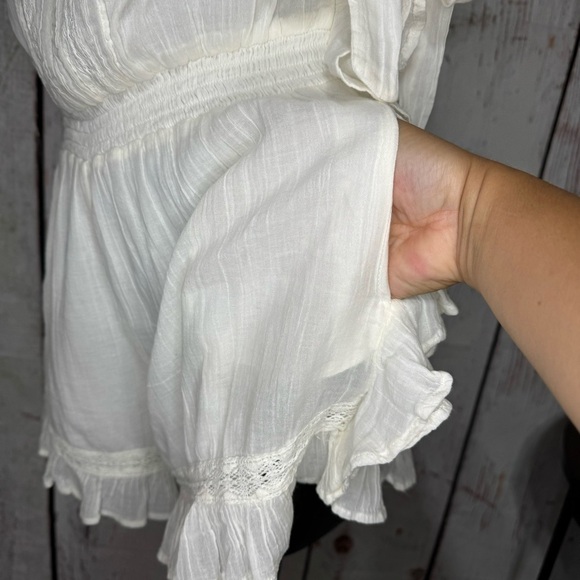 FREE PEOPLE Feelin' Fancy Romper Feminine Ethereal Ruffles Ivory Medium NWT - Picture 4 of 16